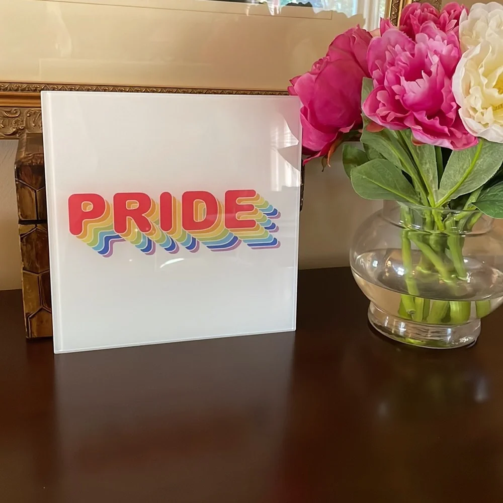 Pride Tempered Glass Tile Wall Hanging NWT